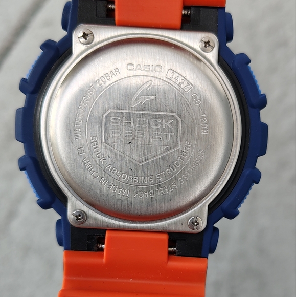 Casio G-Shock Custom GD 120N Blue and Orange Men's Wrist Watch - Picture 6 of 6